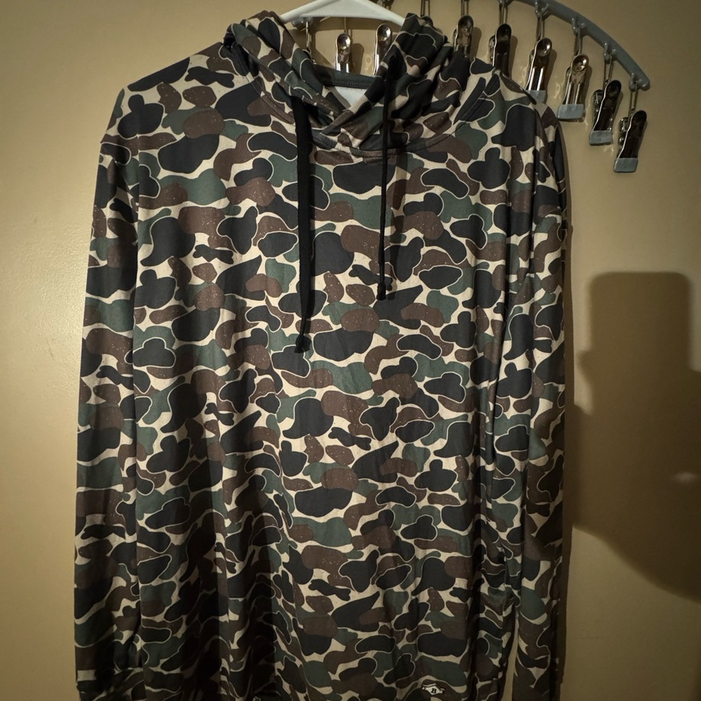 BURLEBO Green and Brown Camouflage Hoodie - Medium